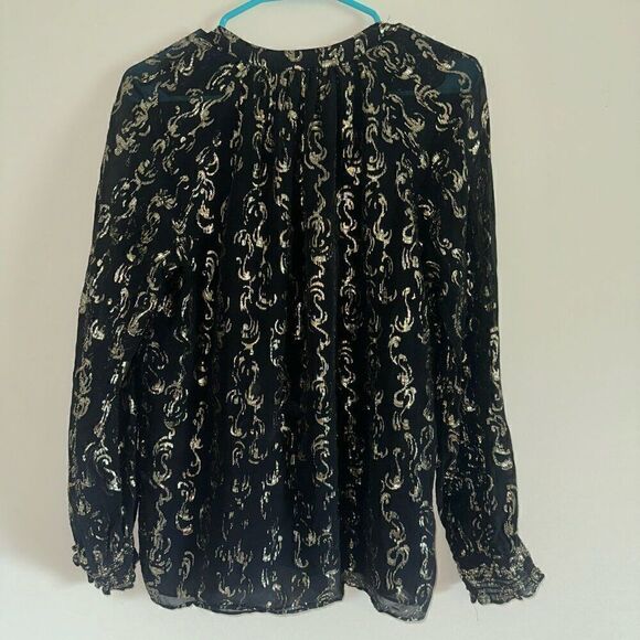 Lilly Pulitzer Black and Gold Angelika Ruffle Top SIZE M - Picture 2 of 5